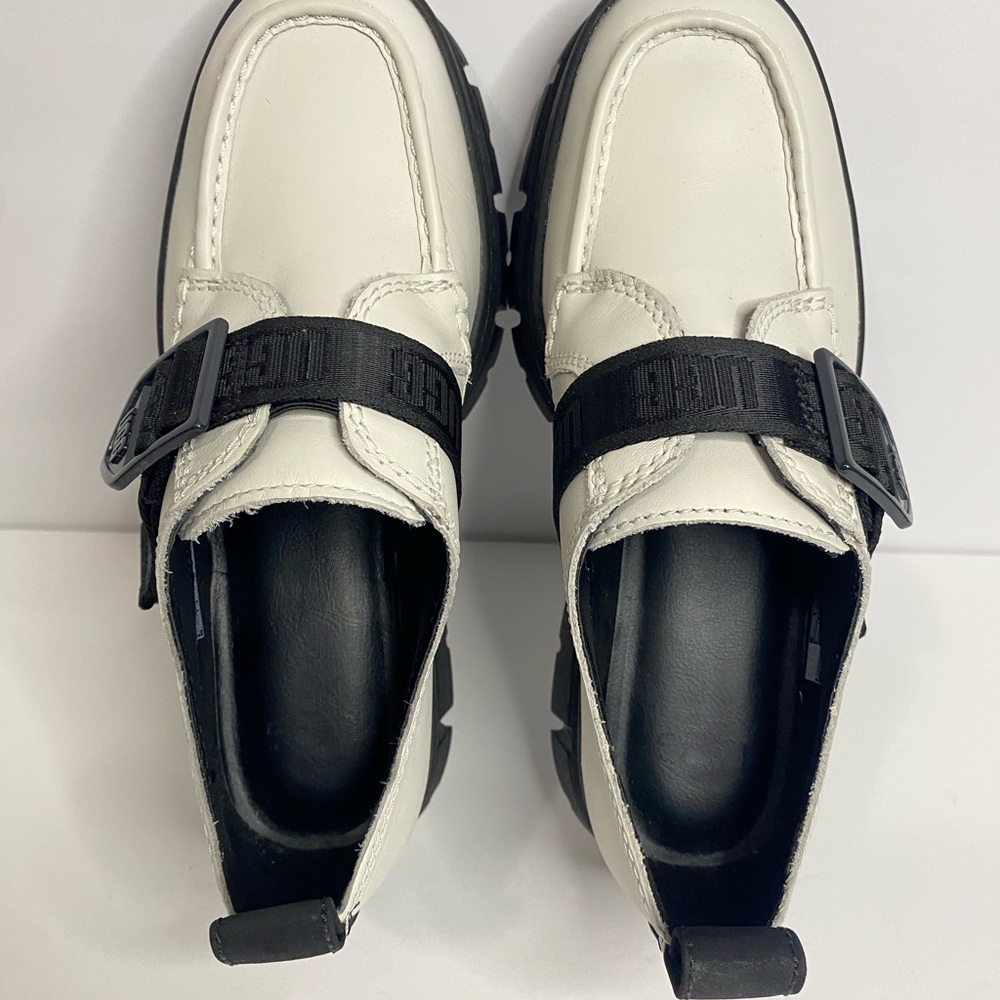 UGG Ashton Platform Strap Loafers white Leather Chunky Lug Sole Women’s 7 NEW - Picture 9 of 10